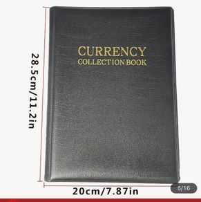 1pc Large Capacity Large  60 banknote , 10 double sides Collection Book Paper Faux Leather Protective Cover Bronzing Coin Paper Coin Mixed Collection Book
