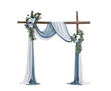 Artificial Wedding Arch Flowers Kit Blue With 2 Pcs Flowers 2 Pcs Drapes