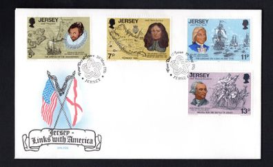 1976 Jersey Bicentenary of American Independence Commemorative Stamps First Day Cover (FDC)