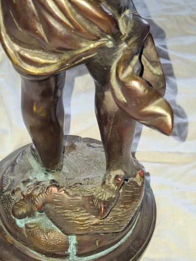 Antique 19th Century Bronze patinated metal sculpture in the style of Bacchus with Cymbals after the French sculptor Clodion