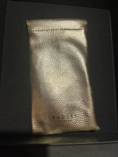 Soft Gold Metallic Leather Sunglasses Case
