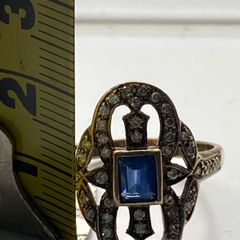 Gold Sapphire Diamonds Art Deco Ring