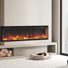 NEW Electric Fireplace Inserts, Recessed and Wall Mounted Fireplace Heater, Linear Fireplace/Thermostat, Remote & Touch Screen, Multicolor Flame, Timer,