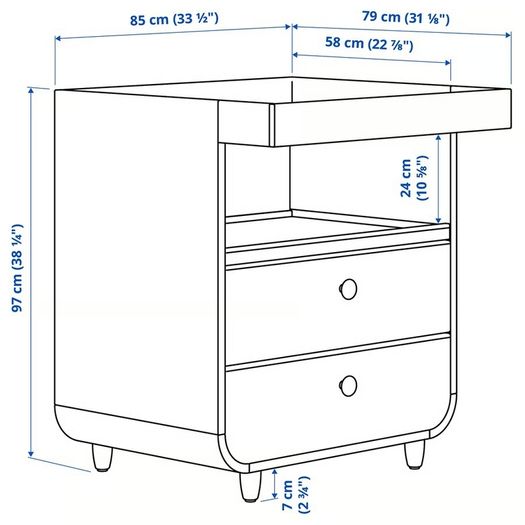 IKEA MYLLRA Changing table (baby) with drawers, white