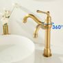 Antique Brass Vintage Retro Tall Tap for Bathroom Basin, High Rise Bathroom Sink Mixer Tap with 360 Swivel Spout, Brass Construction Basin Mixer Tap, Cloakroom Classic Countertop Image 7
