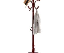 Coat Rack Freestanding, Wooden Coats Rack Stand with Weighted Base & 11 Hooks, Free Standing Hall Coat Tree for Entryway, Bedroom, Living Room