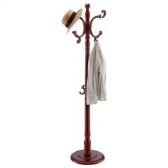 Coat Rack Freestanding, Wooden Coats Rack Stand with Weighted Base & 11 Hooks, Free Standing Hall Coat Tree for Entryway, Bedroom, Living Room