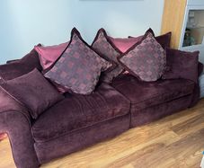3 Seater Purple Couch with Interchangeable Cushion Backs