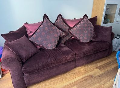 3 Seater Purple Couch with Interchangeable Cushion Backs