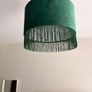 Green velvet chair and matching light shade Image 2