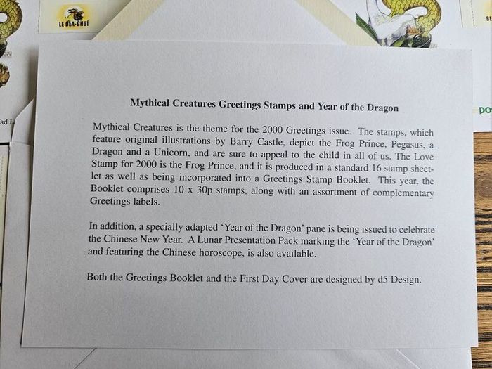 Ireland 2000 FDC First Day Covers Mythical Creatures