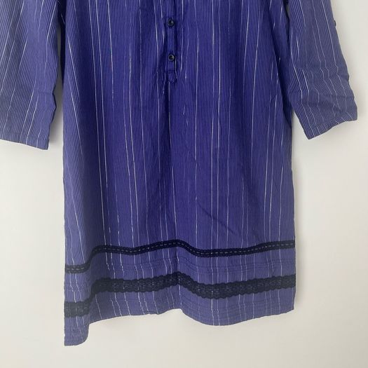 Girls Purple Striped Cotton Dress (12-13Y)