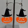 Glitter Witch Hat Jack O' Lantern Pumpkin Earrings Image 10