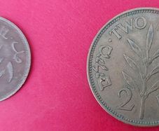 Palestine 1937 1Mls  and 1942 2 Mils Coins