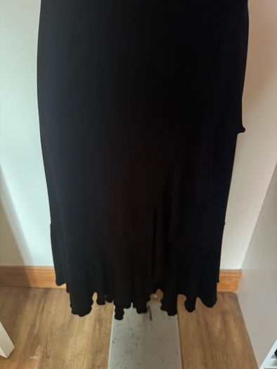 Black elastic knee-length V-Neck Wrapt dress size UK10 EU38 Postage included