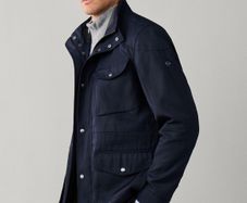 Men's Hackett Winter Velospeed Jacket Blue Size Medium Water Resistant Coat