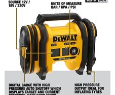 DeWALT 18V XR Cordless Brushless Triple Source Inflator Air Pump Compressor. DeWALT 18V XR Cordless Brushless Impact Wrench 1/2 Inch Drive. DeWalt 18V XR Cordless Brushless Chainsaw Pruning Saw