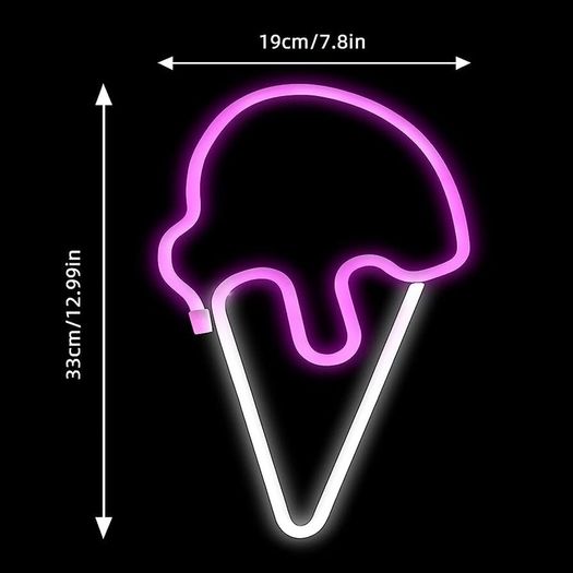 DISCOUNT CODE IN DESCRIPTION Neon Ice Cream Light Neon Ice Cream Sign Neon Wall Lights 3 AA Battery/USB Operated Pink Neon Signs Neon Signs for Wall LED Neon Lights for Bedroom Neon Light Signs Neon Strip Lights for Gift