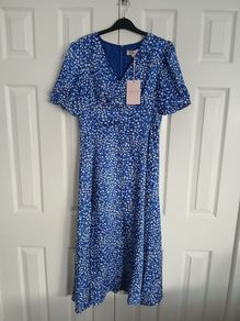 Brand new Royal blue and white print dress