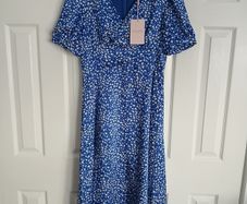 Brand new Royal blue and white print dress
