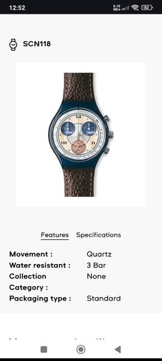 Swatch Vintage Watch SCN118 'Smokey' Brown leather strap.
