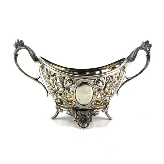 Rare Antique art nouveau silver plated basket