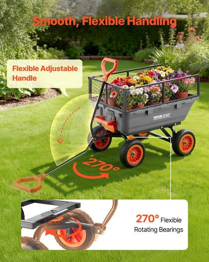 Garden Dump Cart 362kg with Fence