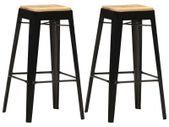 Bar Stools 2 pcs Black Solid Mango Wood