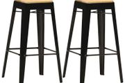 Bar Stools 2 pcs Black Solid Mango Wood