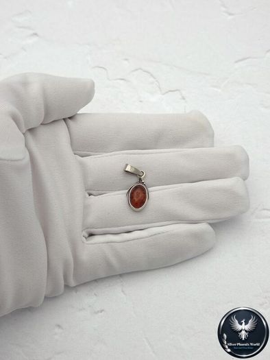 Vintage 925 Sterling Silver Natural Baltic Amber Charm
