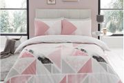 SALE | Metalic Marble Duvet Cover Sets, Reversible Triangle Bedding Double Bed Set, Washable Quilt Covers, Pink