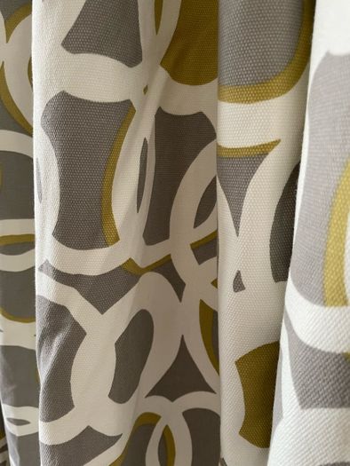 Contemporary Geometric Design Heavy Linen Curtains 2 Pairs 128"w x 87"d