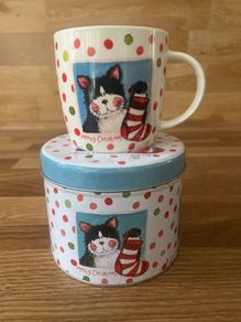 Black Cat Alex Clark Tin & Christmas mug