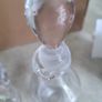 Vintage Hand Blown Cut Glass Set of 2 Small Glass Decanters for Oil and Vinegar or wine carafe. Image 10