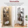 Ladder Shelf, 5-Tier Industrial Ladder Bookcase, Ladder Bookshelf Bookcase for Living Room, Office, Rustic Brown and Black, 56x32x172cm Image 6