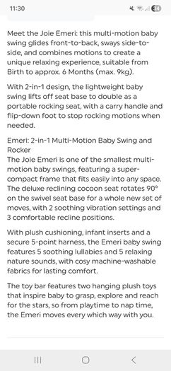 Joie 2-in1 baby swing and rocker