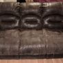 Brown leather-look sofa and armchair set Image 2