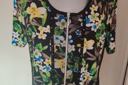 Canda Premium black floral short sleeve floral blouse size  XL UK18 EU46 Perfect condition Postage included