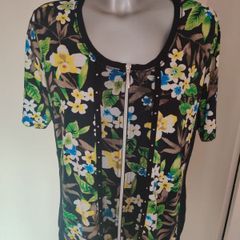 Canda Premium black floral short sleeve floral blouse size  XL UK18 EU46 Perfect condition Postage included