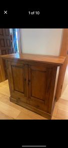 Beautiful heavy solid wooden unit and matching mirror