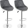SET OF 2 Bar Stool with Backrest Height-Adjustable Swivel Stool, Kitchen Stool Image 9