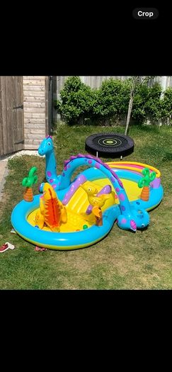 Dinosaur paddling pool with slide