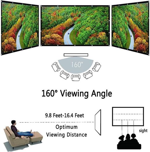 100 inch Projector Screen 16:9 HD Foldable for Home Theater Cinema Indoor Outdoor MULTIPLE SIZES AVAILABLE