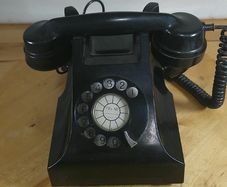 Vintage GPO 300 Series Black Bakelite Rotary Telephone - Restored Original - 1940s/50s Prop/Collectable