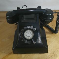 Vintage GPO 300 Series Black Bakelite Rotary Telephone - Restored Original - 1940s/50s Prop/Collectable