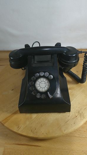 Vintage GPO 300 Series Black Bakelite Rotary Telephone - Restored Original - 1940s/50s Prop/Collectable