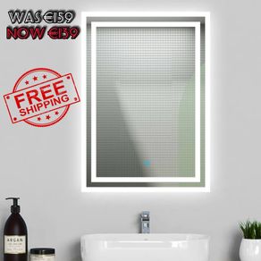 NEW SALE | 600x500 Bathroom Wall Mirror with LED Lights, LED Bathroom Mirror Anti-fog, Touch Sensor Switch, Wall Mounted Vanity Mirror Vertical or Horizontal