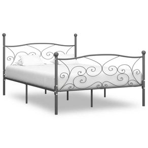 Bed Frame Grey Metal 200x200 cm