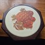 Vintage Wood & Ceramic Tile Trivet Wall Hanging Pineapple and Strawberries. Image 5