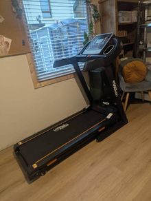 Folding Electric Treadmill with Incline & Armrest Controls